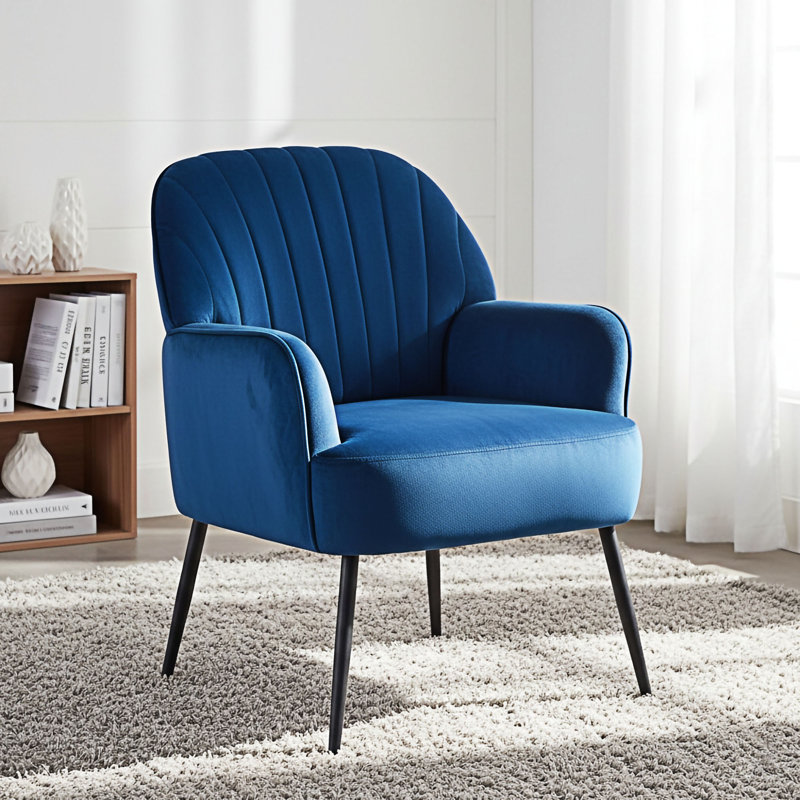 Fauteuil d'appoint rembourré, Blue, Noir