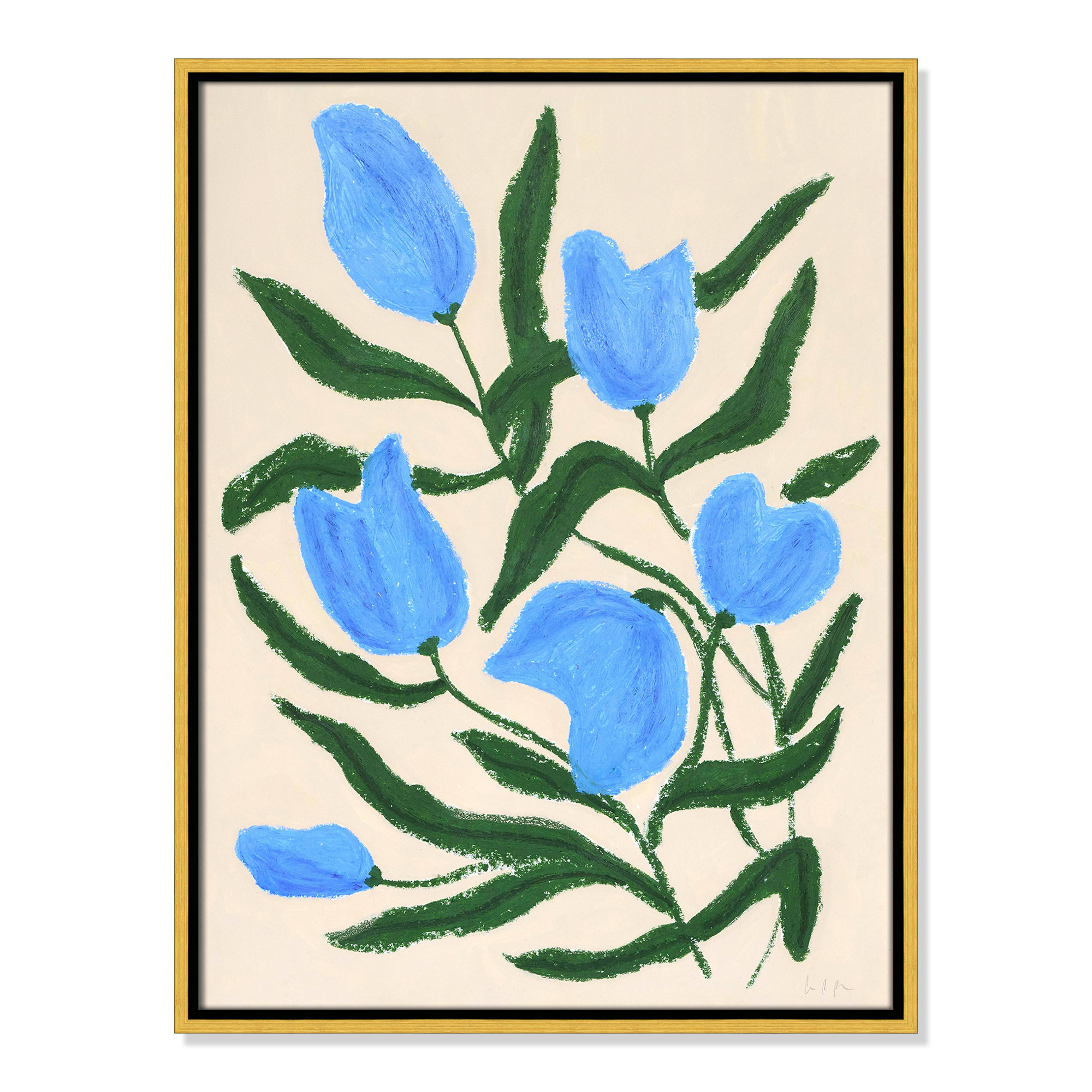 Blue Tulips Print by Camilla Bergqvist, 25.5" H x 19.5" W, Gold