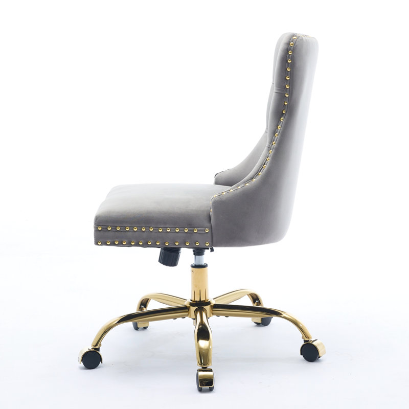 Chaise de bureau rembourrée en velours Modern, Gris