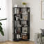 Bibliothèques en forme de L peu encombrantes, design moderne en bois noir pour le bureau à domicile