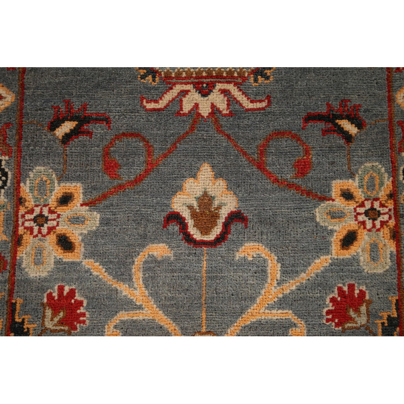 Handmade Grey Kazak Oriental Runner Rug 2x6