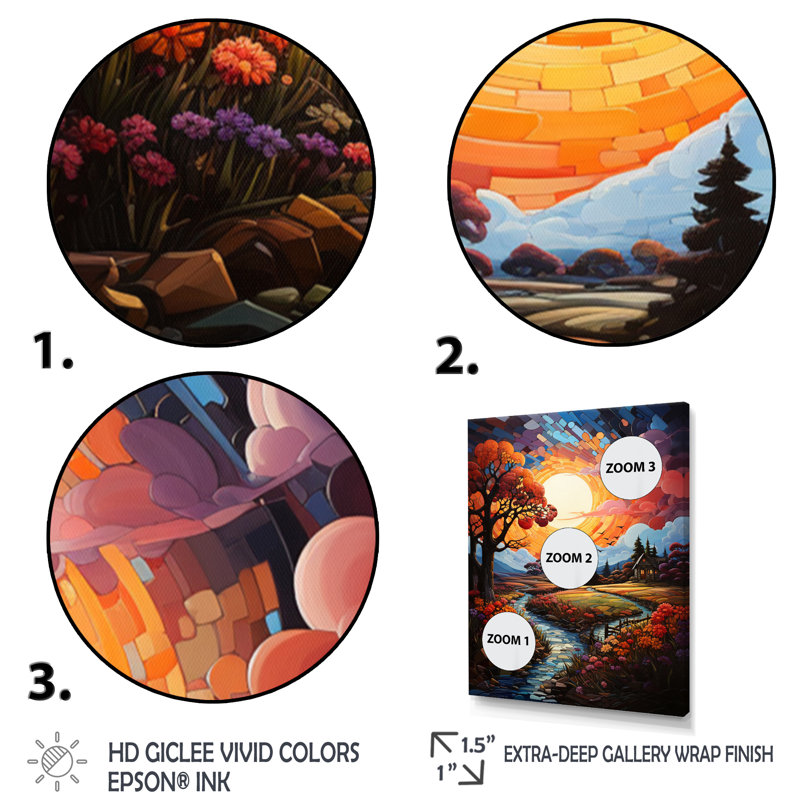 «Sunset over Forest Lake», reproduction sur toile, Cadre photo noir, H 20 po x l 12 po x P 1 po
