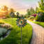 Aderyn Wind Spinners Garden - Sculptures à vent et lumières de jardin en verre à énergie solaire, cadeau de la fête des Pères (75 pouces)-1648879103