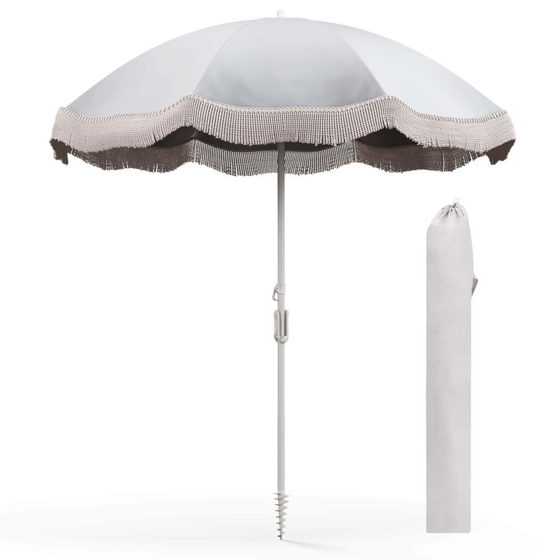 Parasol d'extérieur à frange 6,5 pi avec sac de transport Goplus