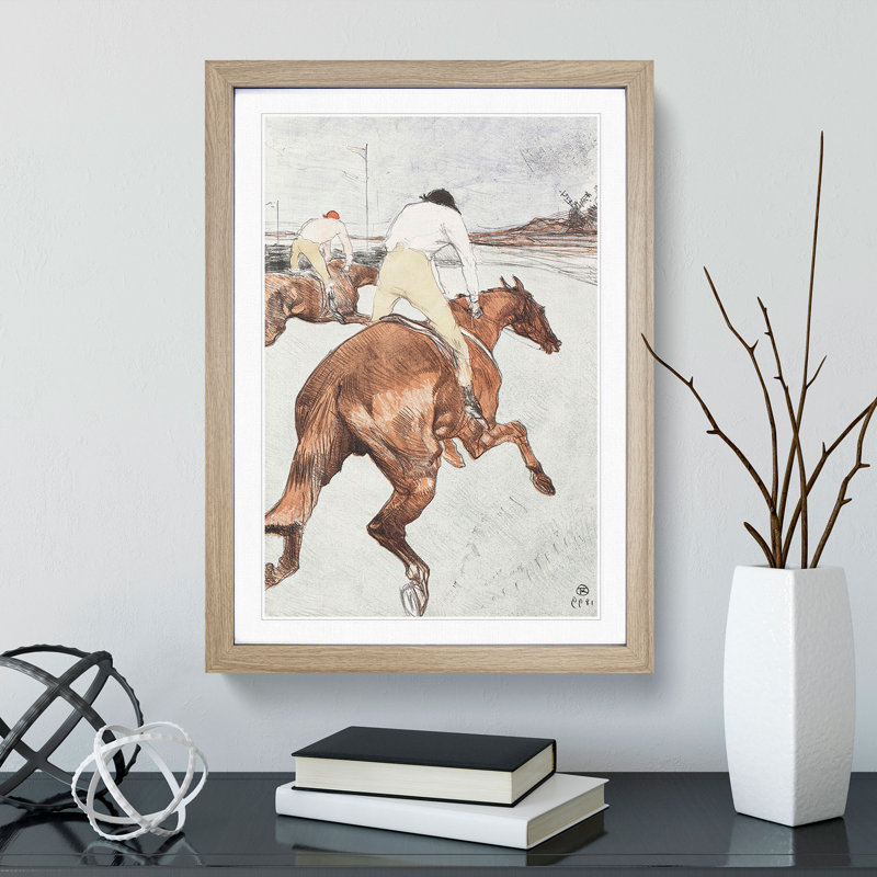 The Jockey by Henri de Toulouse-Lautrec - Picture Frame Painting, 36cm H x 27cm W x 2cm D, Oak