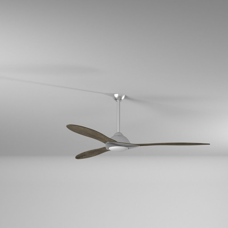 60" Sleek 3 - Blade LED Smart Standard Ceiling Fan with Remote Control and Light Kit Included, Silver/Gray