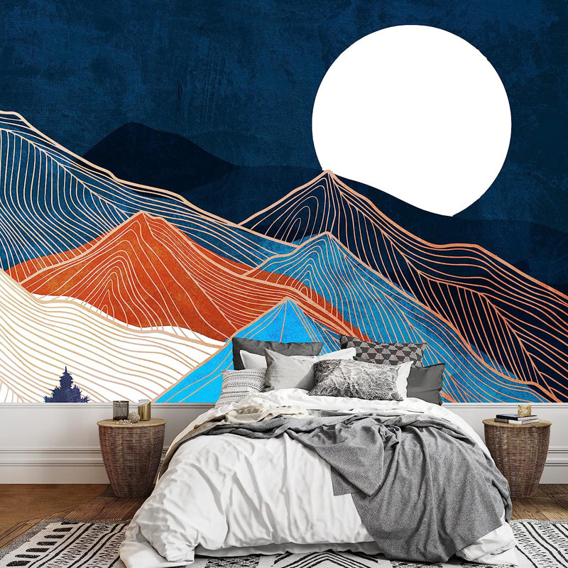 Abstract Mountains Peel & Stick Border, 100" L x 144" W