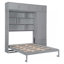 Lit escamotable mural avec armoire supérieure, tablettes et garde-robe, lit pliable peu encombrant-152000578
