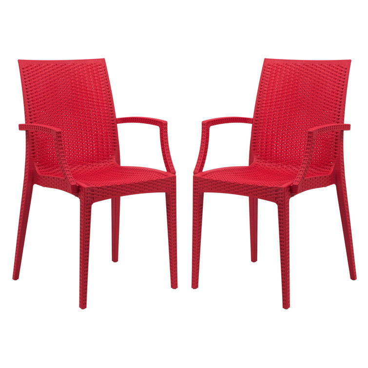 Mace Stackable Plastic Dining Armchair with Weave Design