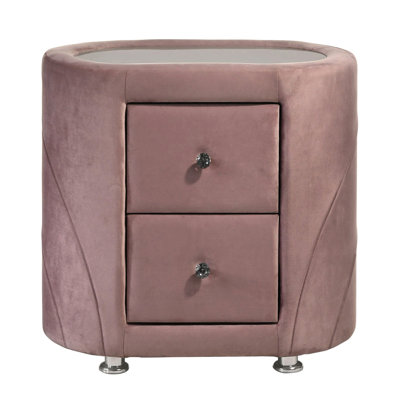 Armoire de chevet rembourrée rose moderne avec deux tiroirs pratiques et élégants