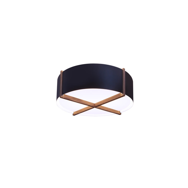 Plafonnier encastré Plura, Noyer, Noir mat / blanc mat, L 10,4 po x L 36 po x P 36 po