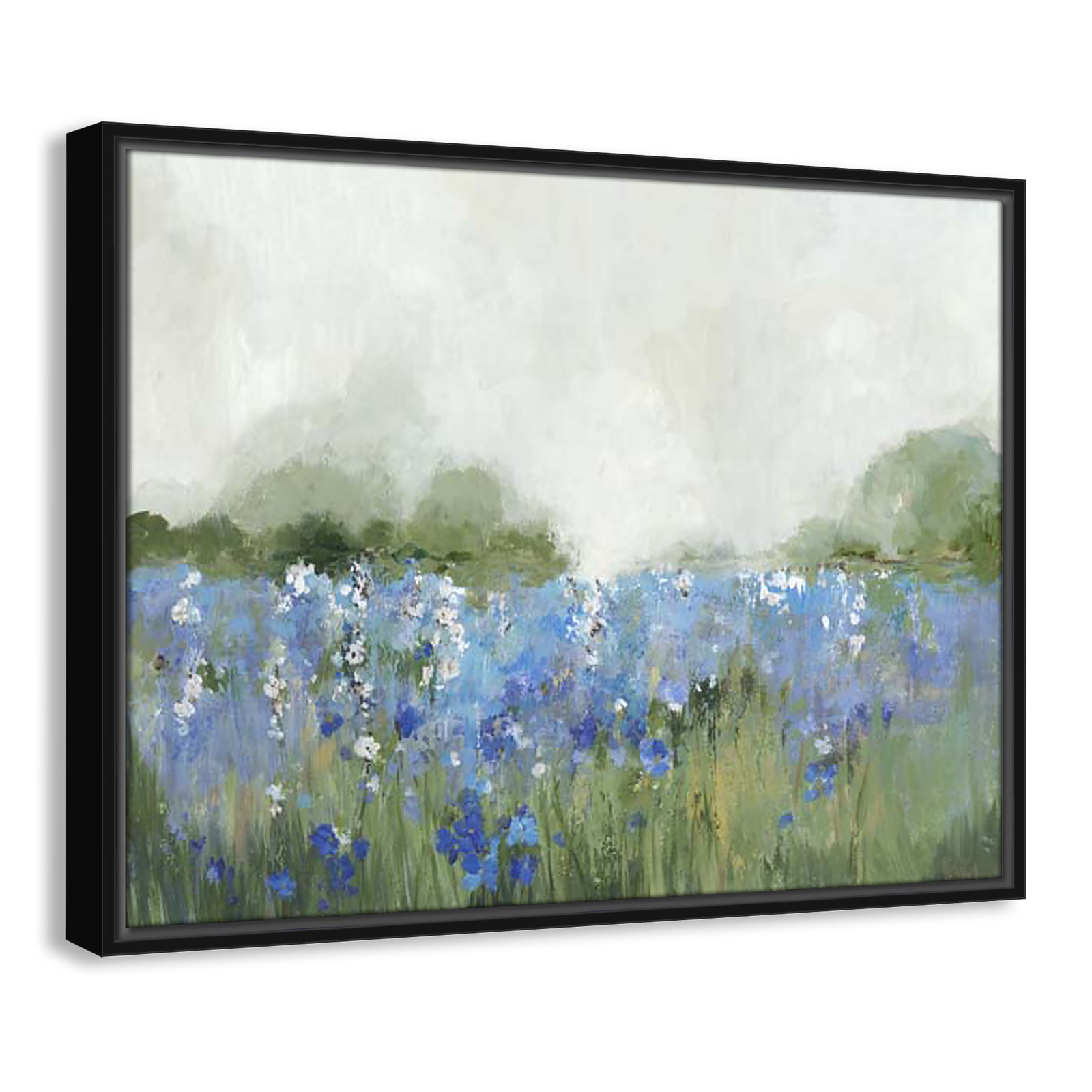 Meadows Bluebels Field "Meadows Bluebells Field" Print, 19.5" H x 25.5" W x 2" D, Black Framed