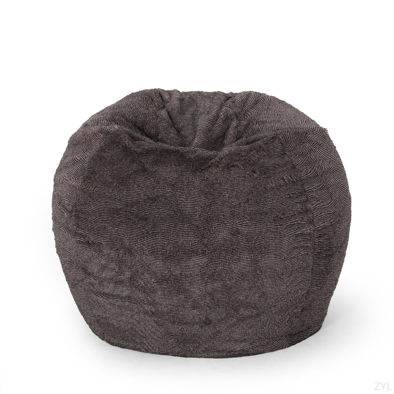Fauteuil à billes 3 pieds, Fausse fourrure brune
