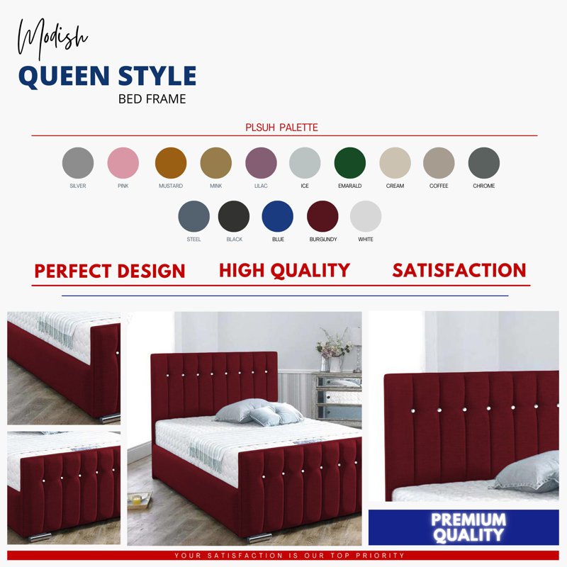 Mongo Upholstered Bed Frame - Plush Velvet Bed with Padded Headboard and Sprung Slats, Single (3'), Burgundy
