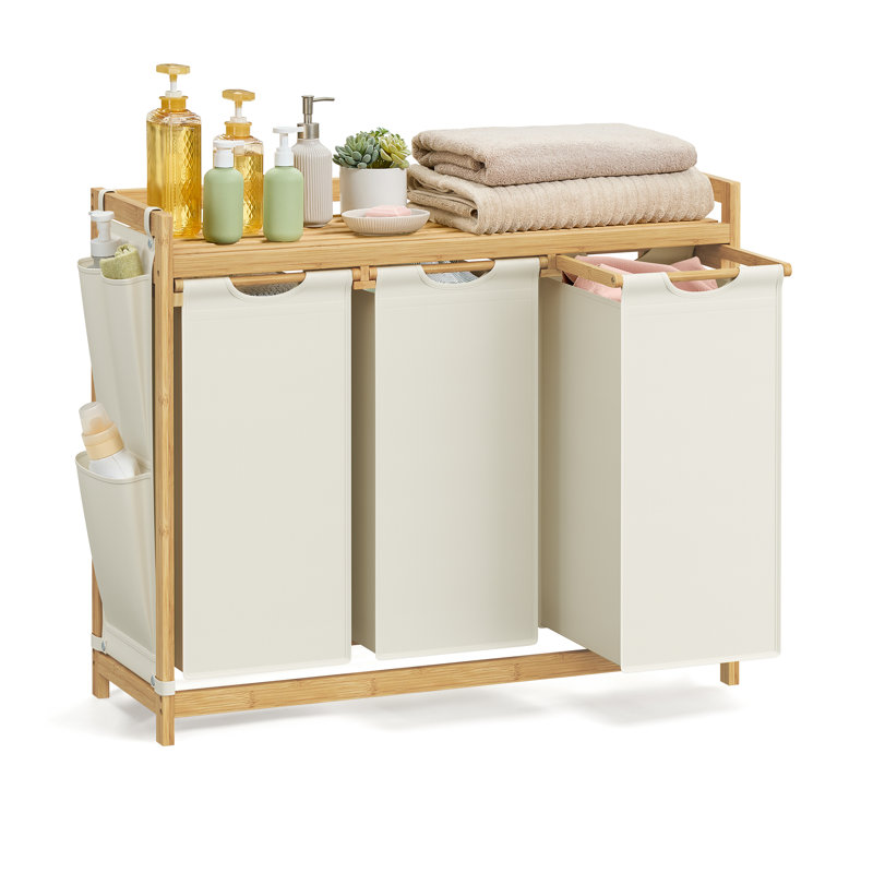 Fabric Laundry Sorter with Handles, Cream White