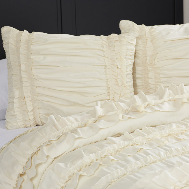 Blush Twin XL Microfiber Ruffled Comforter Set