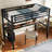 Metal Twin Size Loft Bed With Power Outlet And LED Lighted, Space-Saving, Noise Reduced, Black