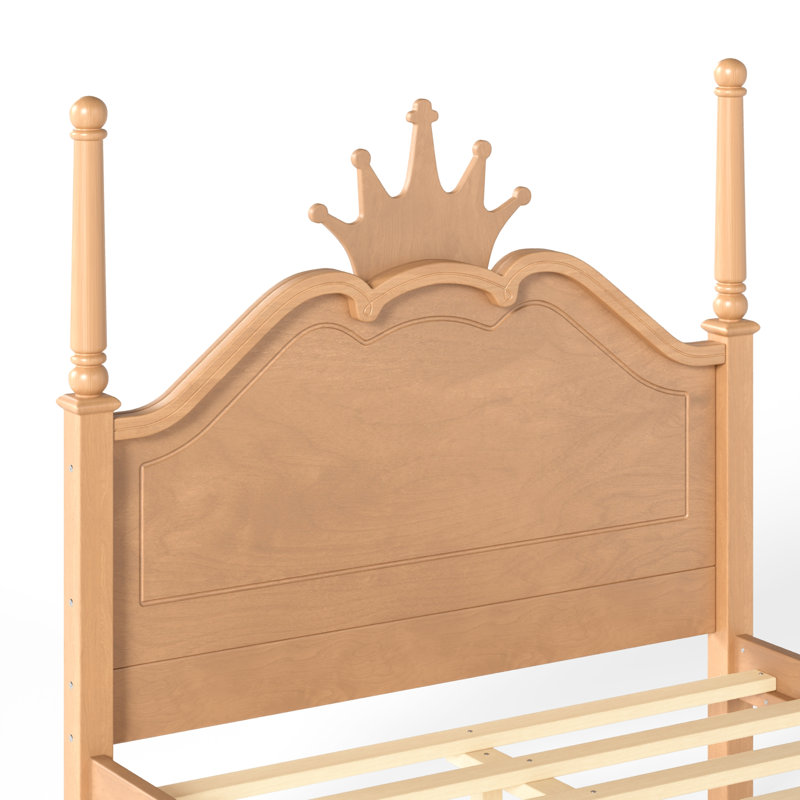 Lit plateforme en forme de couronne, cadre de lit en bois à baldaquin élégant, cadre de lit tête de lit courbé élégant pour la chambre à coucher