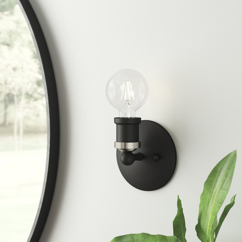 Grogan Dimmable Bath Sconce, Black/Brushed Nickel