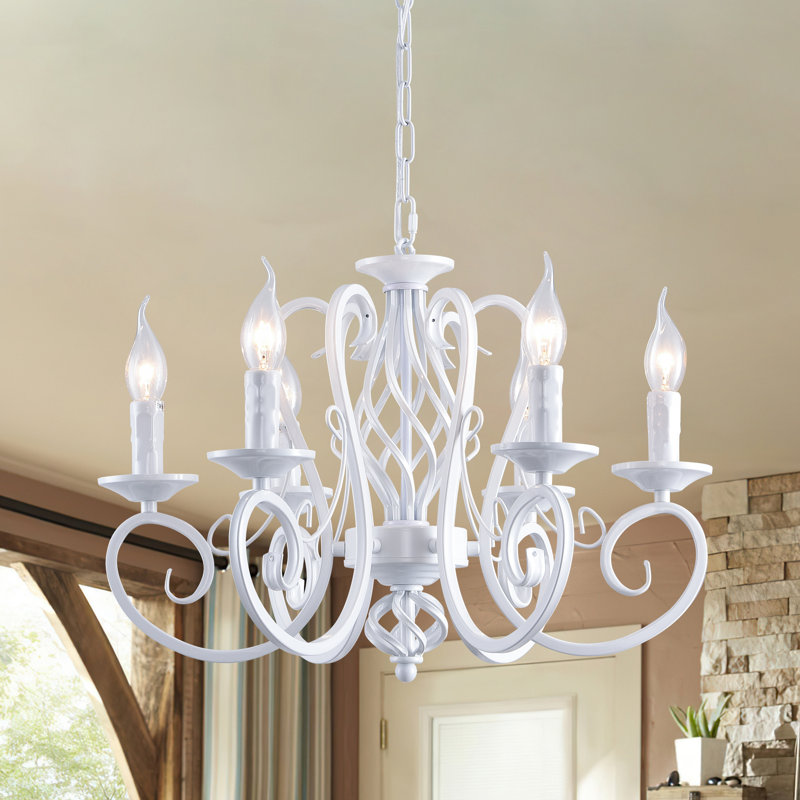 Dirksen 6-Light Candle Style Chandelier, White