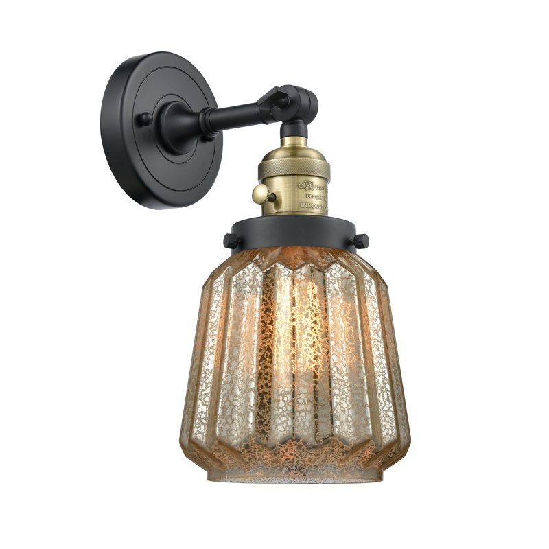 Vinson Armed Sconce, Incandescent, Mercury Plated, Black Antique Brass