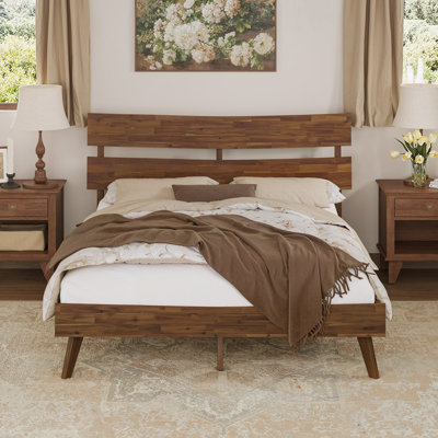 Solid Wood Bed Frame With Headboard
