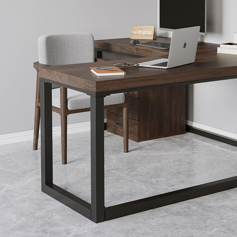 Modern and simple Corner L-shaped solid wood Writing Desk, 29.53" H x 62.99" W x 47.24" D, Right Hand Return