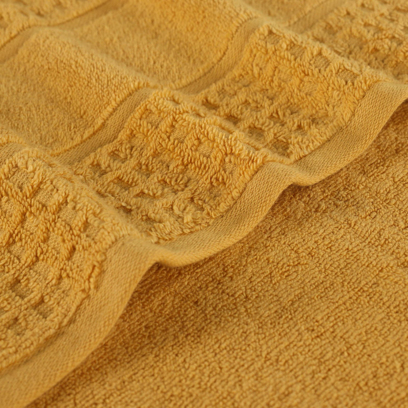  Ensemble de serviettes de bain en coton Zero-Twist - Texture gaufrée nid d'abeille - Séchage rapide, Doré