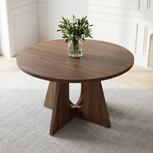 Table de salle à manger ronde pour 4-6, table de salle à manger extensible de 59 po, table de salle à manger ovale moderne avec panneau en MDF, peu encombrante