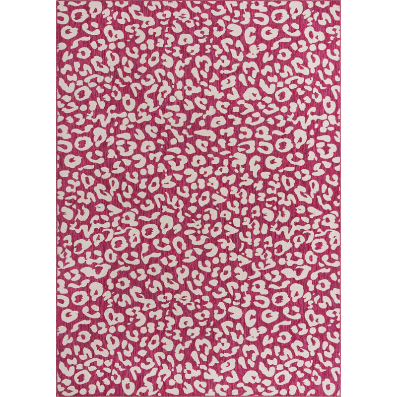 Magenta/Ivory Indoor/Outdoor Rug, Rectangle 10' x 14'