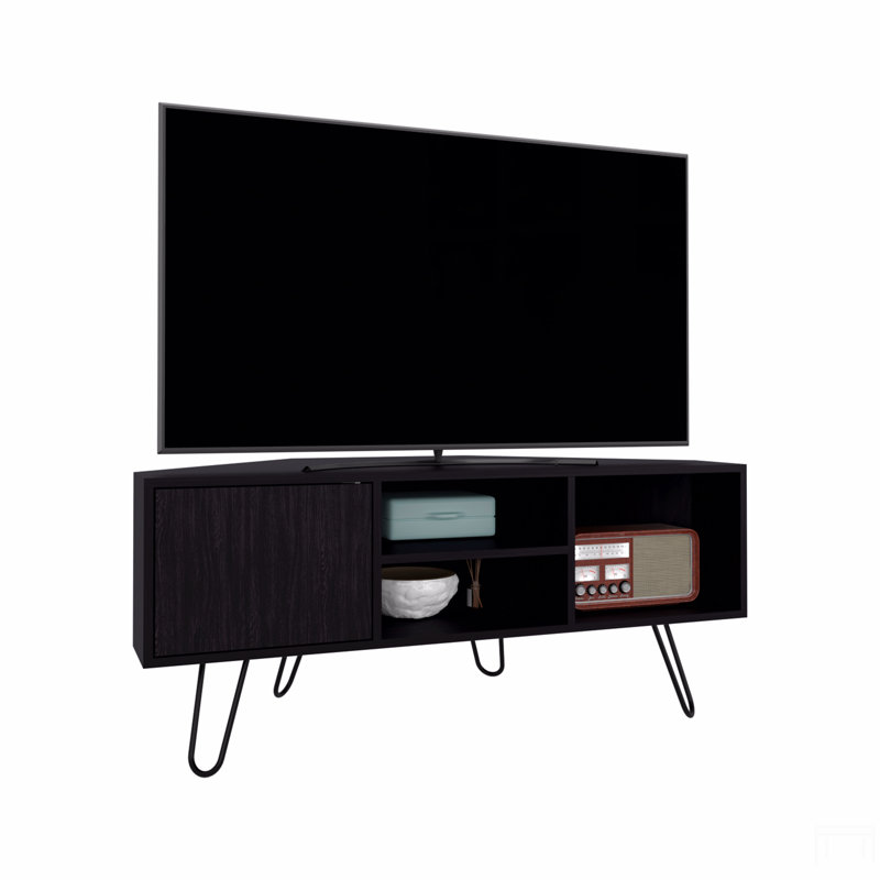 Meuble télé, 1 porte, 3 tablettes, 4 pieds