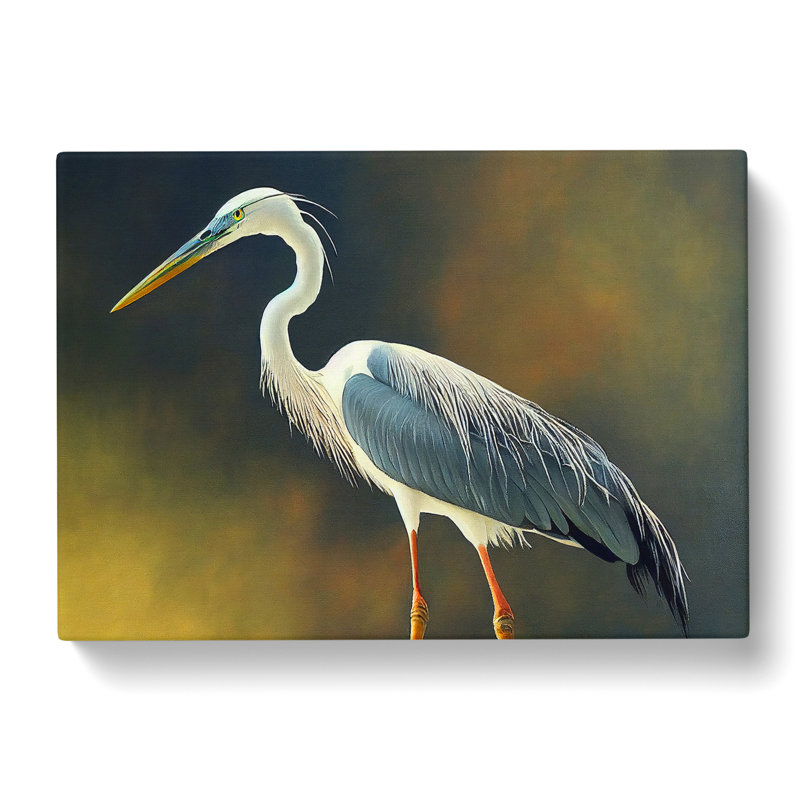 Bright Heron Bird - Wrapped Canvas, 40cm H x 60cm W x 3cm D