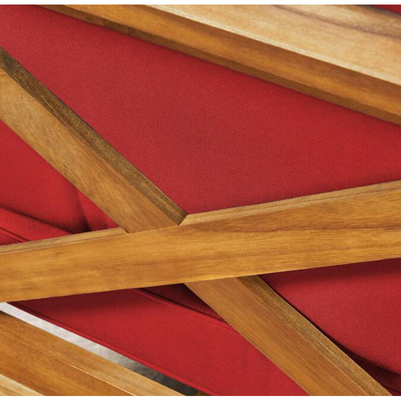 Causeuse modulaire d'extérieur moderne à dossier en X avec coussins résistants aux intempéries, Red, Teak