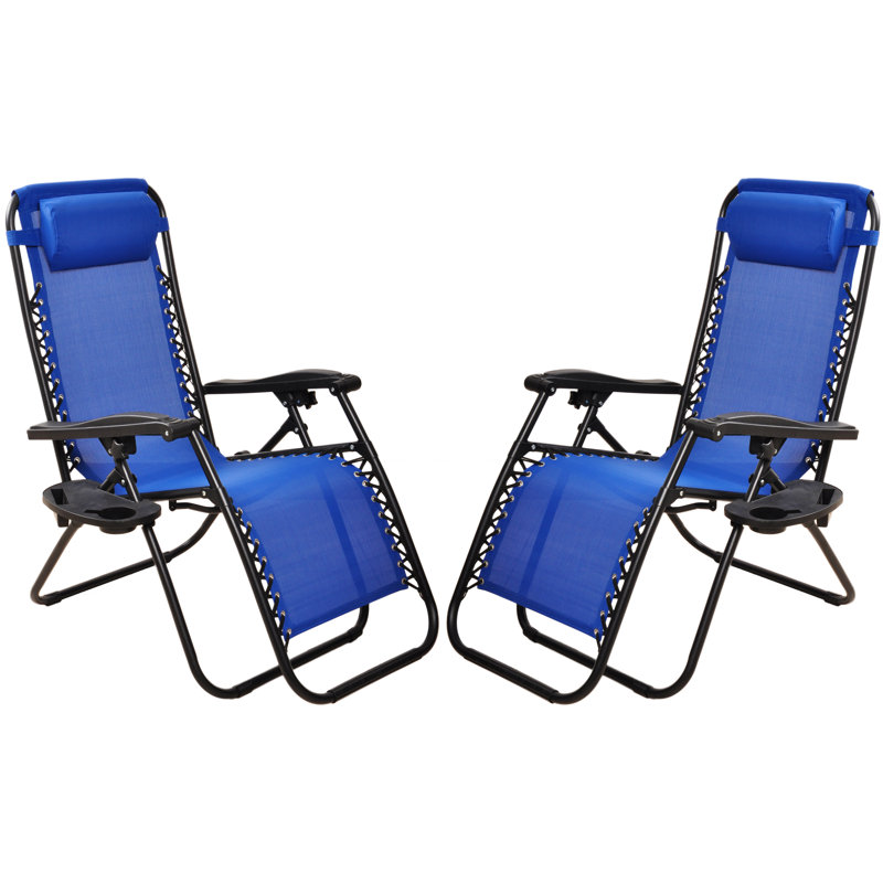 Braeley Folding Zero Gravity Chair, Blue