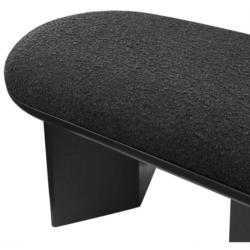 Wilshire Boucle Fabric Upholstered Bench, Black Boucle Fabric, Black