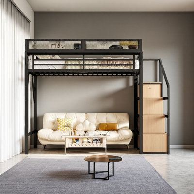 Loft Bed With Storage Stairs, Shelves And Built-In Wardrobe