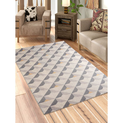 Tapis gris zone géométrique Davina