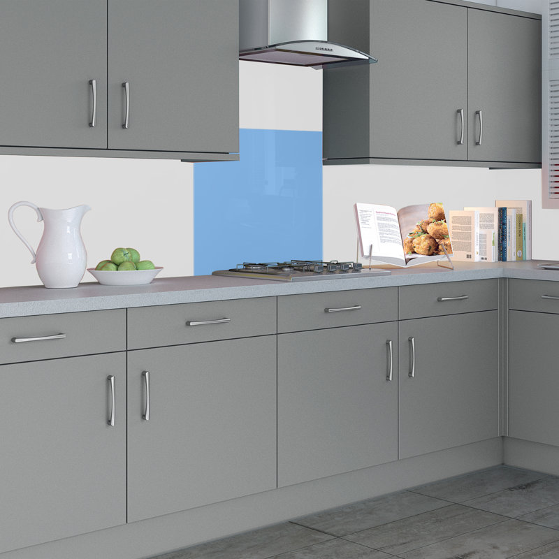 90cm W x 75cm L Glass Peel and Stick Panel, Lightblue