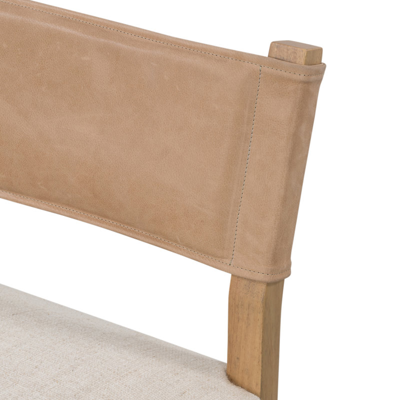 Side Chair in Charcoal, Polyester/Leather Winchester Beige, Natural