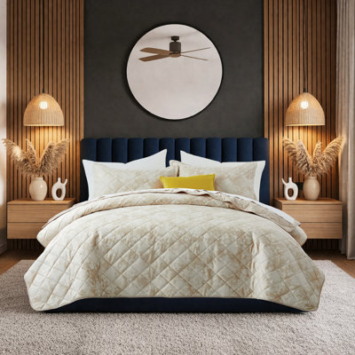Ensemble de couvre-lit en velours embossé - courtepointe légère et douce avec taies d'oreiller