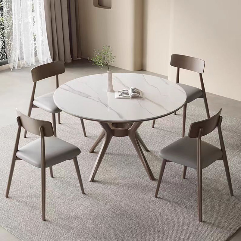 Combinaison de table ronde simplifiée, H 29,52 po x L 53,14 po x l 53,14 po, 5 pièces: table, 4 chaises