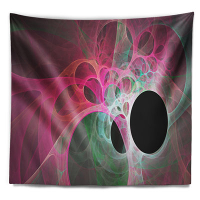 Tapisserie abstraite avec ailes d'ange fractales roses