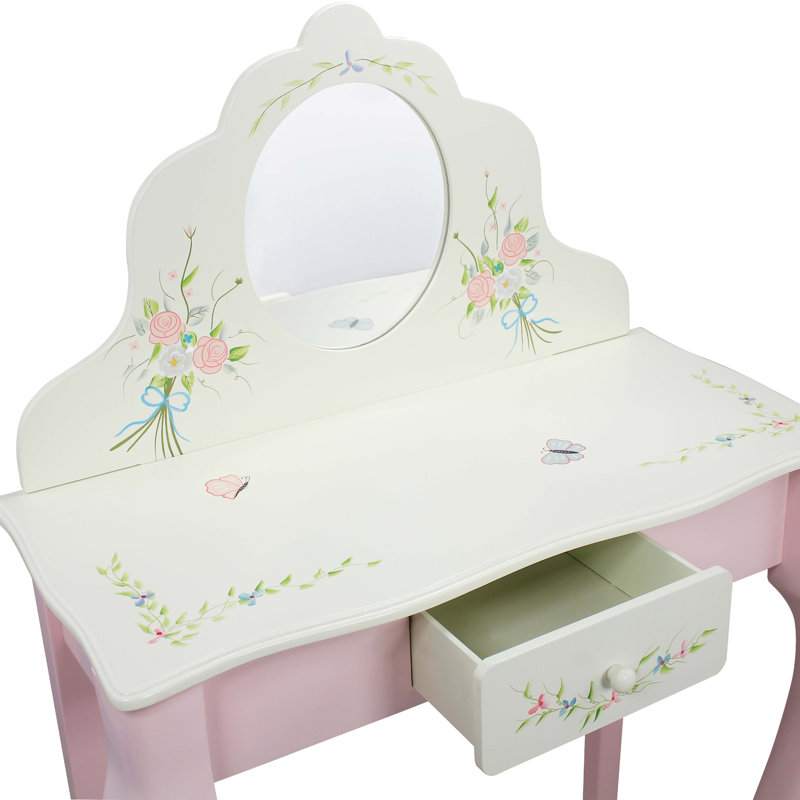 Bouquet Solid Wood Kids Vanity Set with Mirror