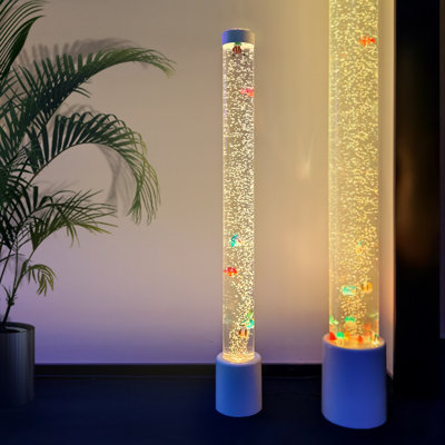 Sensory Water Bubble Tube Lamp with Colorful LED Lights and Swimming Fish - Calming Aquarium Night Light for Children and Sensory Integration Therapy