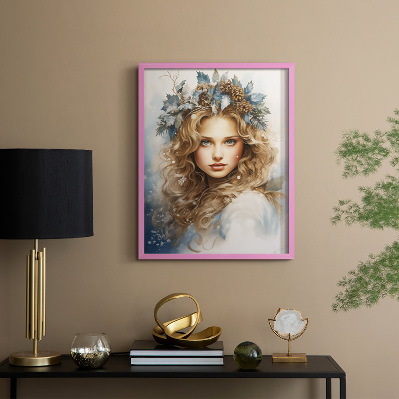 Reproduction d'art encadrée, Noël massif, Rose, H 11 po x l 9 po