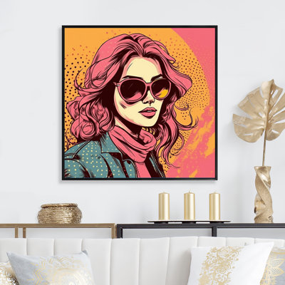 Portrait d'une femme pop rose des années 1950 II