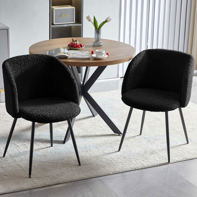 Sherpa Dining Chairs Set of 2, Black