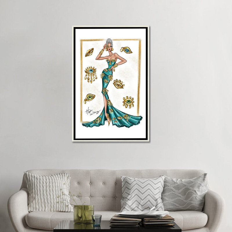 «All Eyes on Her», reproduction d'art sur toile encadrée, H 48 po x l 32 po, Blanc patiné