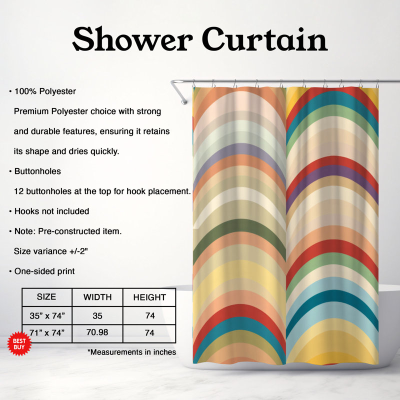 Rideau de douche Indria, H 74 po x l 71 po