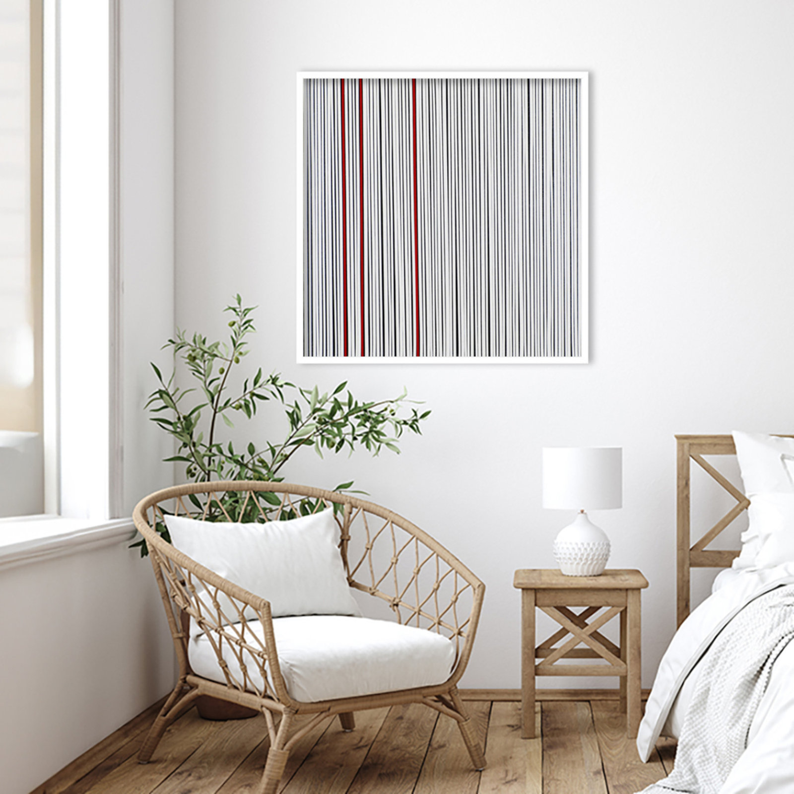 Mostly White Print by Alex Dunn, White, 33" H x 33" W x 1" D